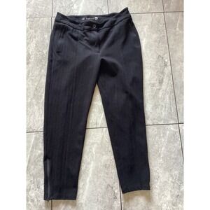 Betabrand Black Ribbed Zip Ankle Dress Pants Women's Size L